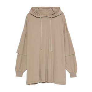 DRKSHDW Oversized Drawstring Hooded Sweatshirt with Layered Sleeves Men GREY